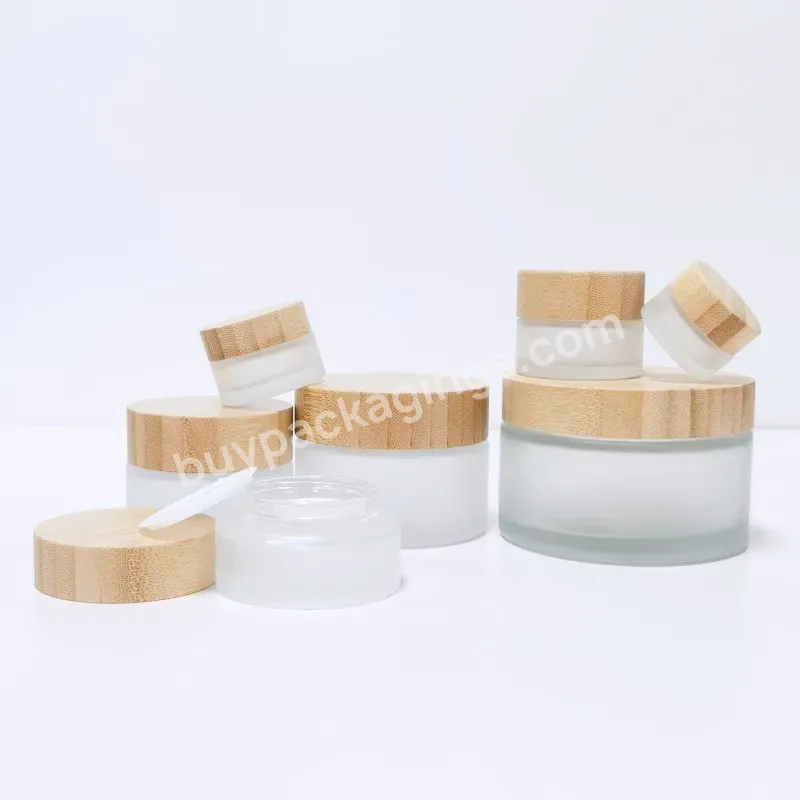 Customized 10g 15g 20g 30g 50g Bamboo Containers Glass Cream Jar With Bamboo Lid For Face Cream - Buy Bamboo Glass Cream Jar,Bamboo Containers,Glass Jar For Face Cream.