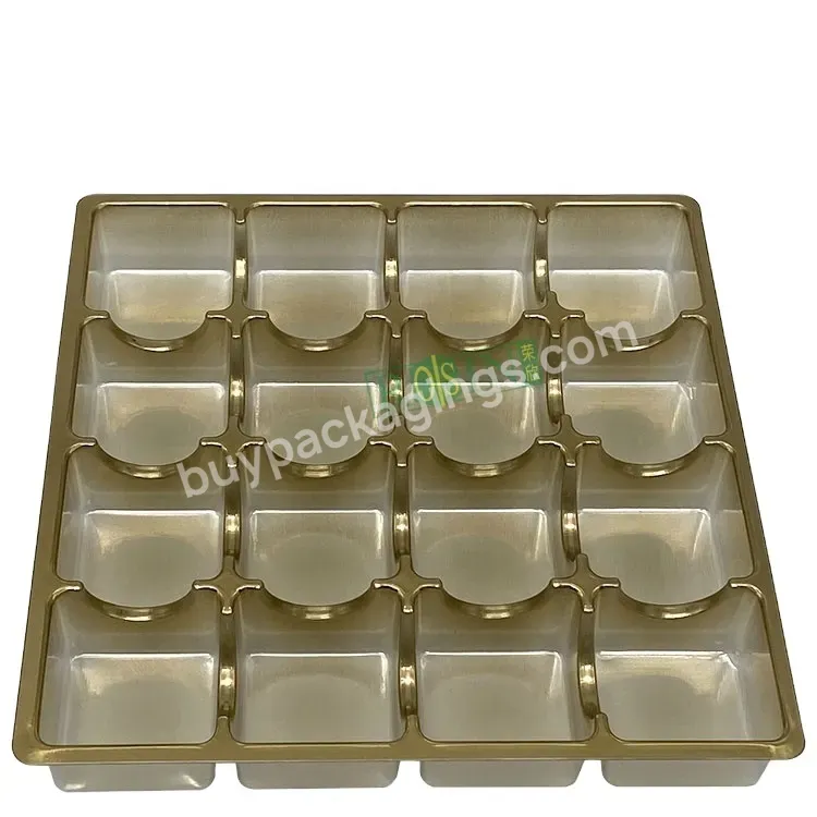 Customized 16 Compartment Gold Luxury Plastic Chocolate Candy Tray Display Box With Inner Tray Chocolate Gift Box Packaging