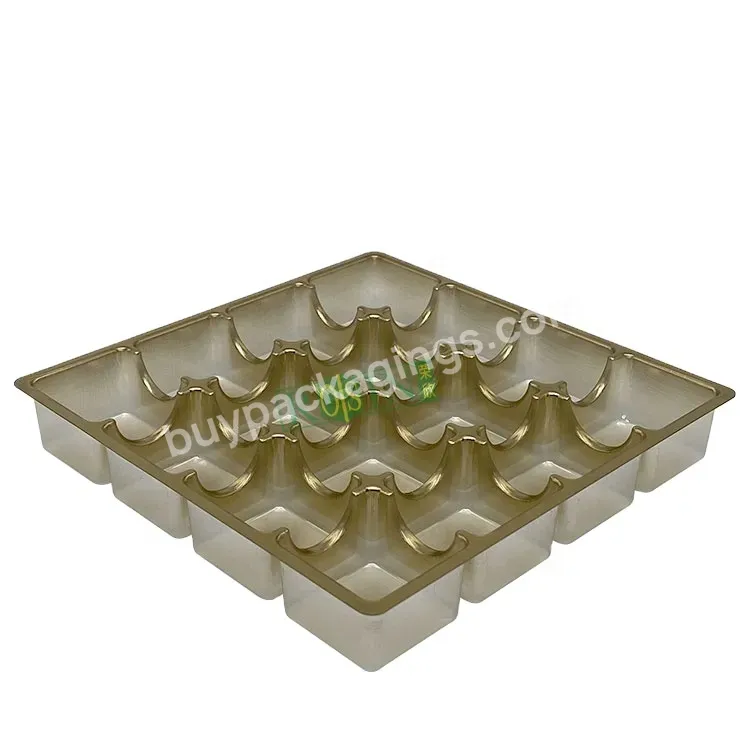 Customized 16 Compartment Gold Luxury Plastic Chocolate Candy Tray Display Box With Inner Tray Chocolate Gift Box Packaging