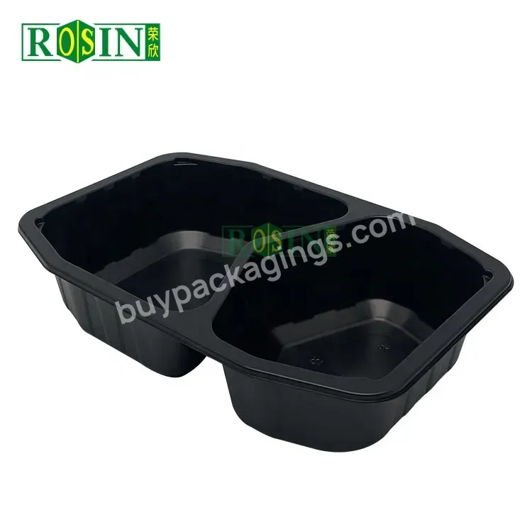 Customized 2 Compartment Pp Black Microwave Disposable Plastic Lunch Boxes Hot Food Meal Prep Containers With Lid Manufacturer