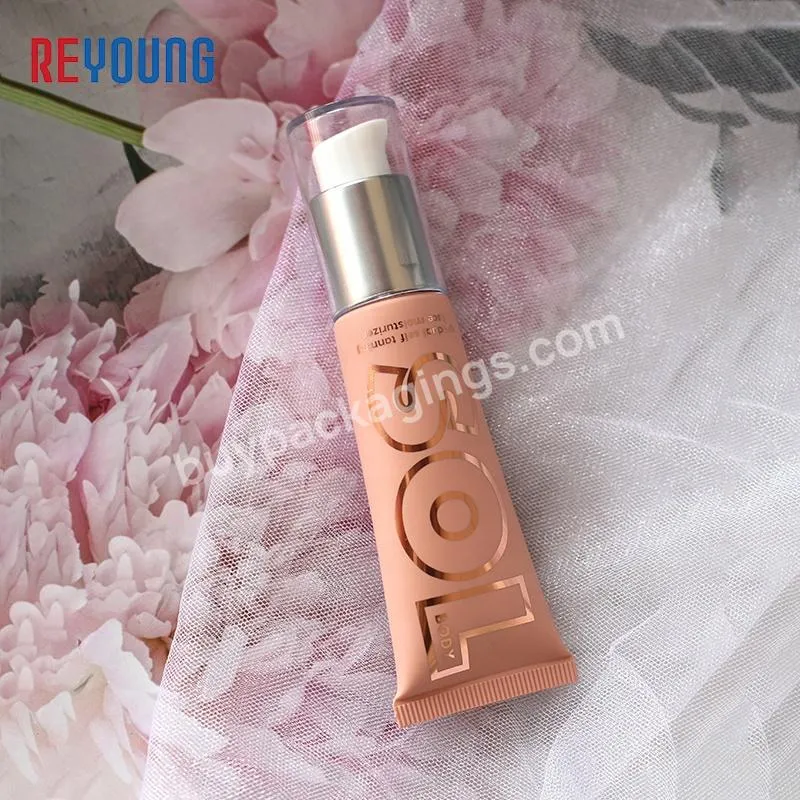 Customized 30ml 50ml Cosmetic Cream Airless Pump BB Foundation Big Soft Golden Plastic Tube