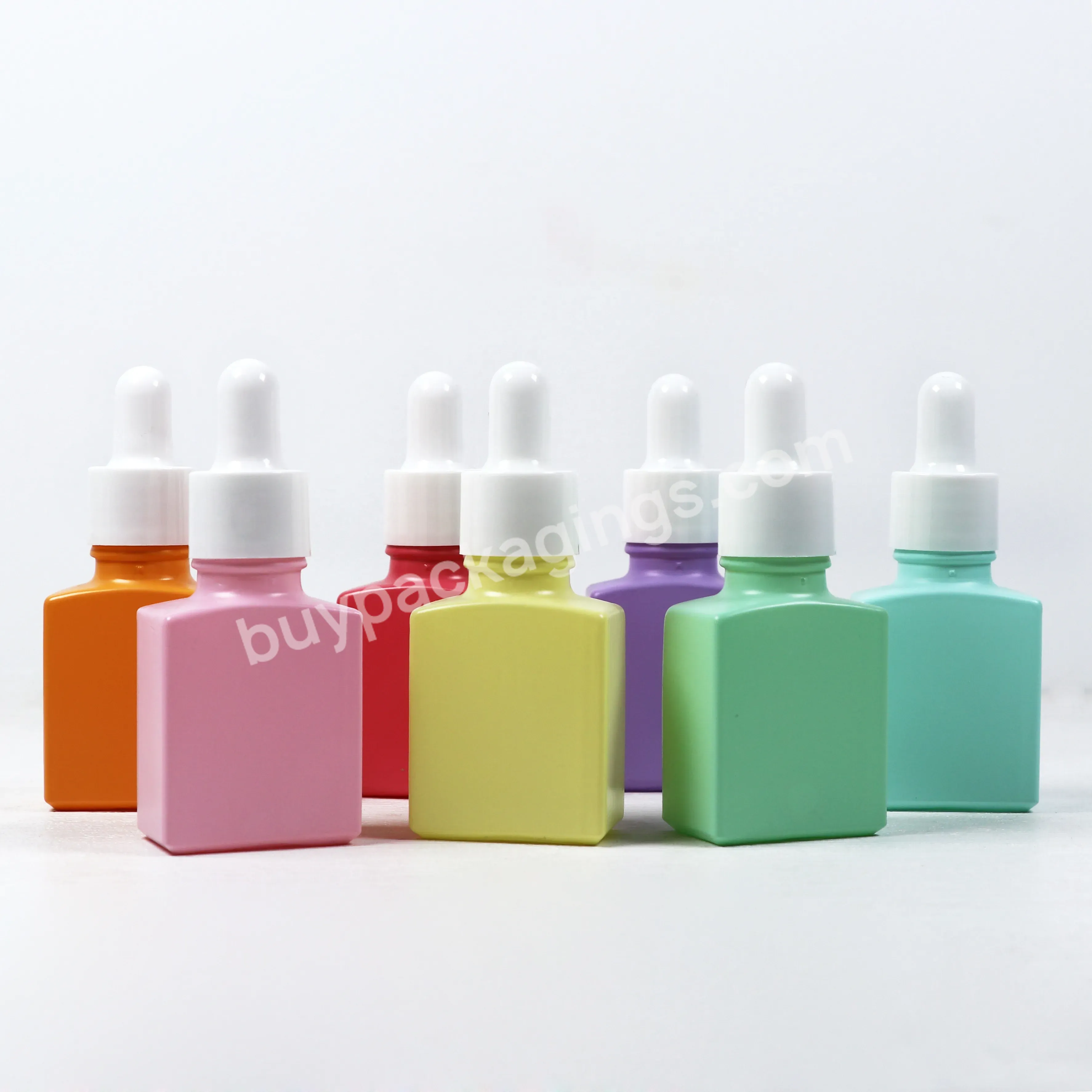 Customized 30ml 50ml Makaron Skin Care Essential Oil Bottle Rectangle Glass Dropper Bottle For Hair Oil Cosmetic Storage Bottle