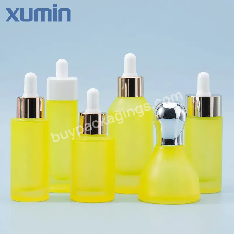 Customized 30ml Clear Green Frost Cosmetic Lotion Glass Bottle Dropper 1oz For Cosmetic Essential Oil Packaging