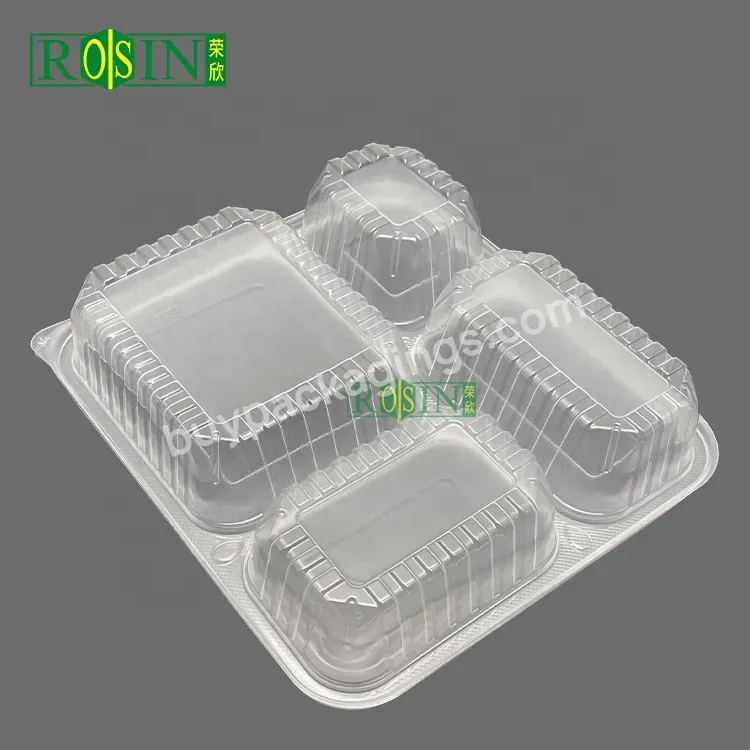 Customized 4 Compartment Clear Freezer Microwave Safe Disposable Plastic Lunch Box Food Grade Container With Lid