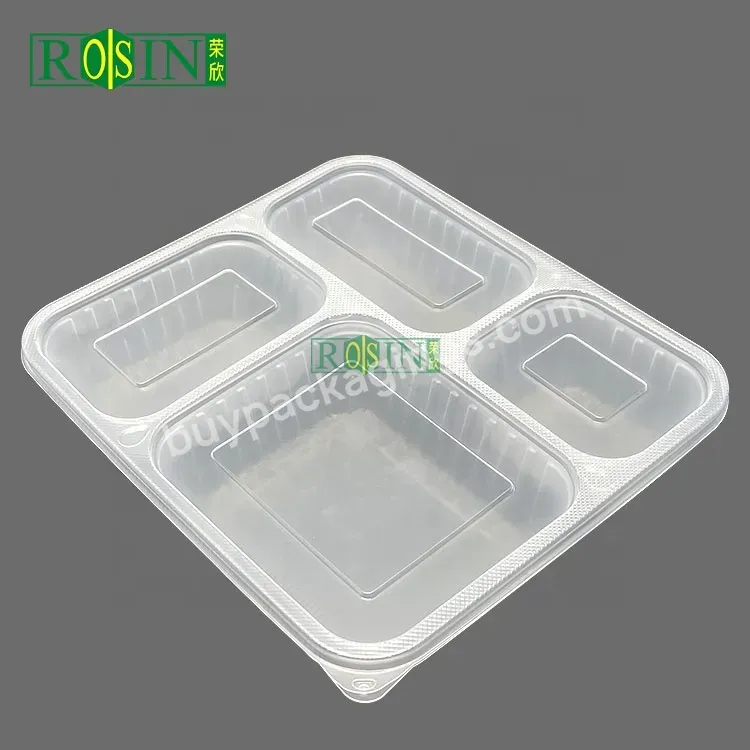 Customized 4 Compartment Clear Pp Freezer Microwave Safe Disposable Plastic Food Containers For Food Delivery