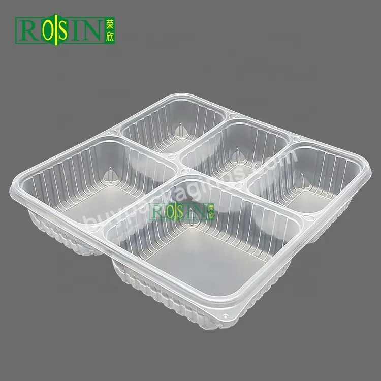 Customized 5 Compartment Clear Pp Freezer Microwave Safe Disposable Plastic Food Grade Containers With Division