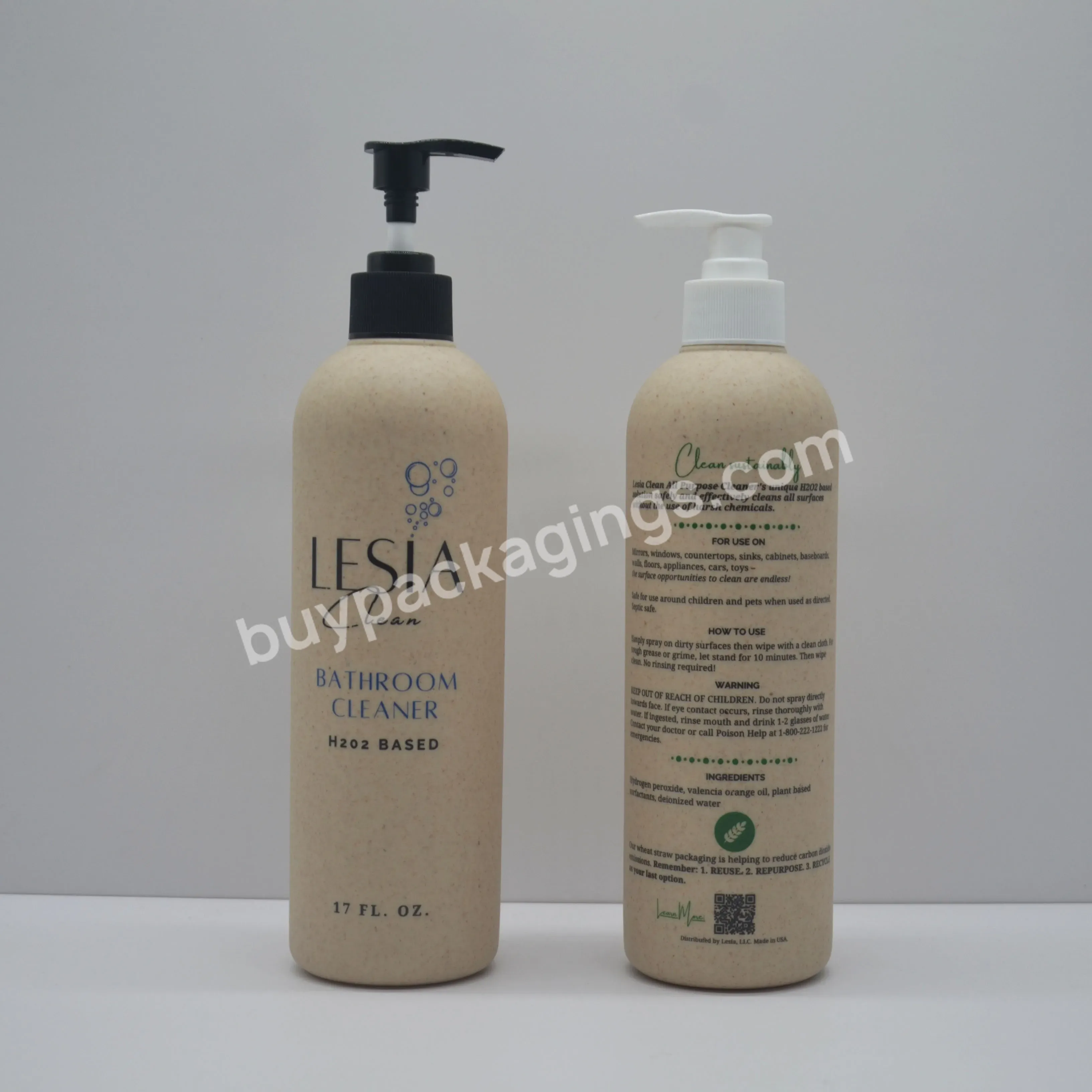 Customized 500ml Shampoo Bottle With Pump High-grade Ecological Wheatgrass Bottle Recyclable Cosmetic Packaging