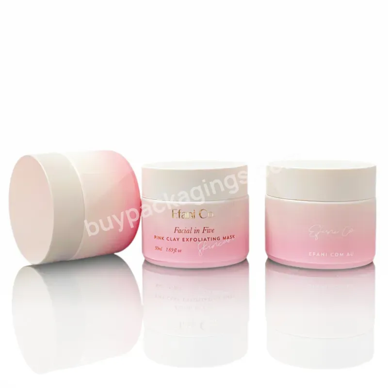 Customized 50g Matte Gradient Pink Porcelain Cosmetics Jar Face Butter Container Frosted Glass Pink Cream Jars 50g - Buy Glass Jar Cosmetic,Glass Jar For Cosmetic Cream,Luxury Glass Cosmetic Jar For Lotion.