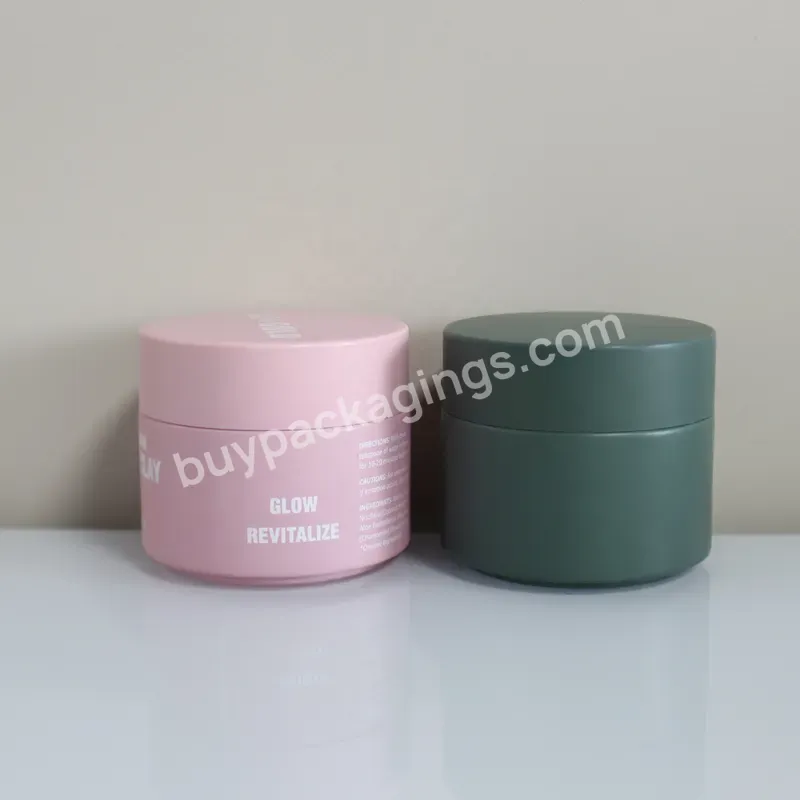 Customized 50g Matte Green Pink Luxury Cosmetics Jars Empty Skincare Packaging Frosted Glass Face Cream Jar With Screw Lid