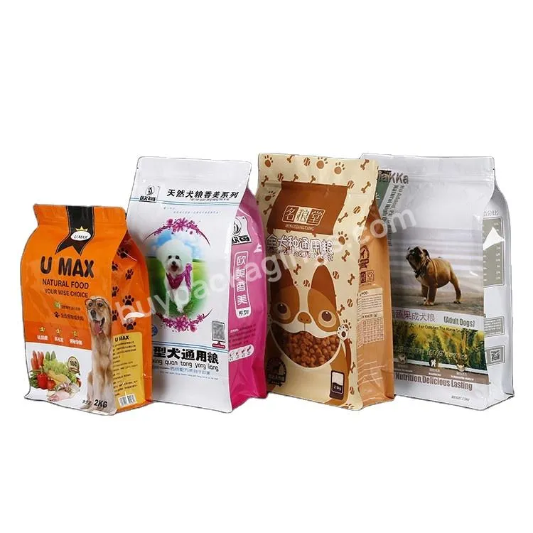 Customized 5kg 10kg 20kg Pet Dog Cat Food Packaging Bag With Zipper Resealable Plastic Mylar Flat Bottom Pouch