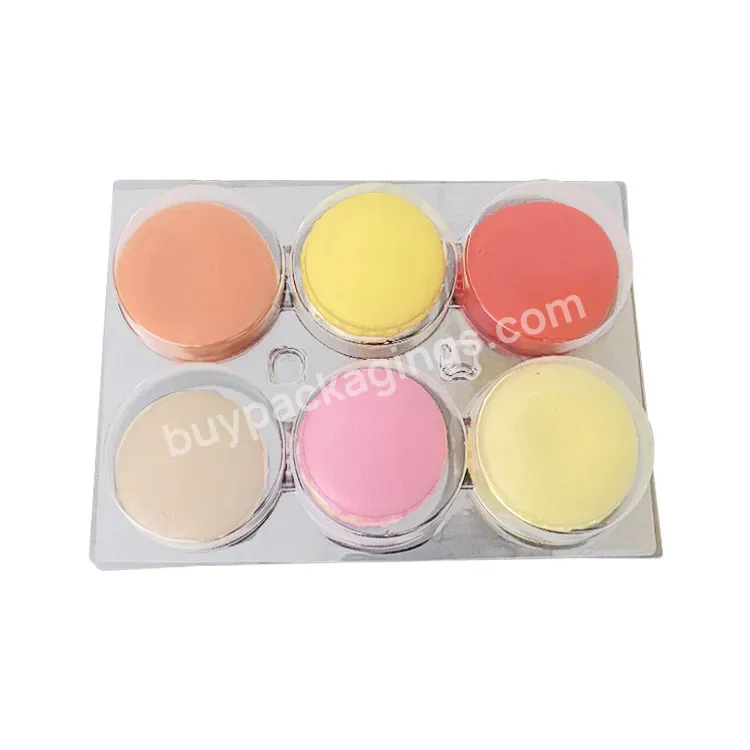 Customized 6 Cells Plastic Clear Clamshell Blister Snack Dessert Macaron Tray Insert Container