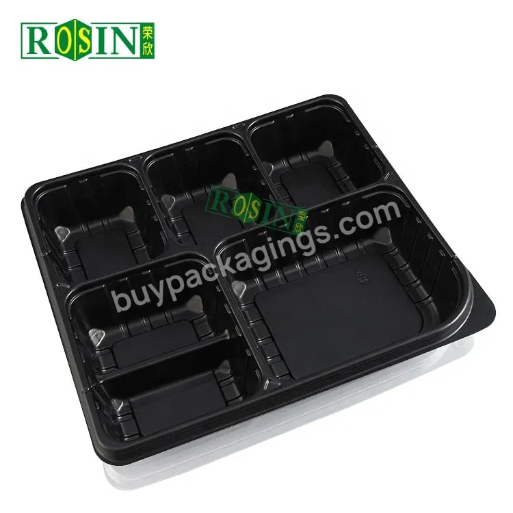 Customized 6 Compartment Transparent Microwave Safe Takeaway Disposable Plastic Bento Lunch Boxes Meal Prep Containers