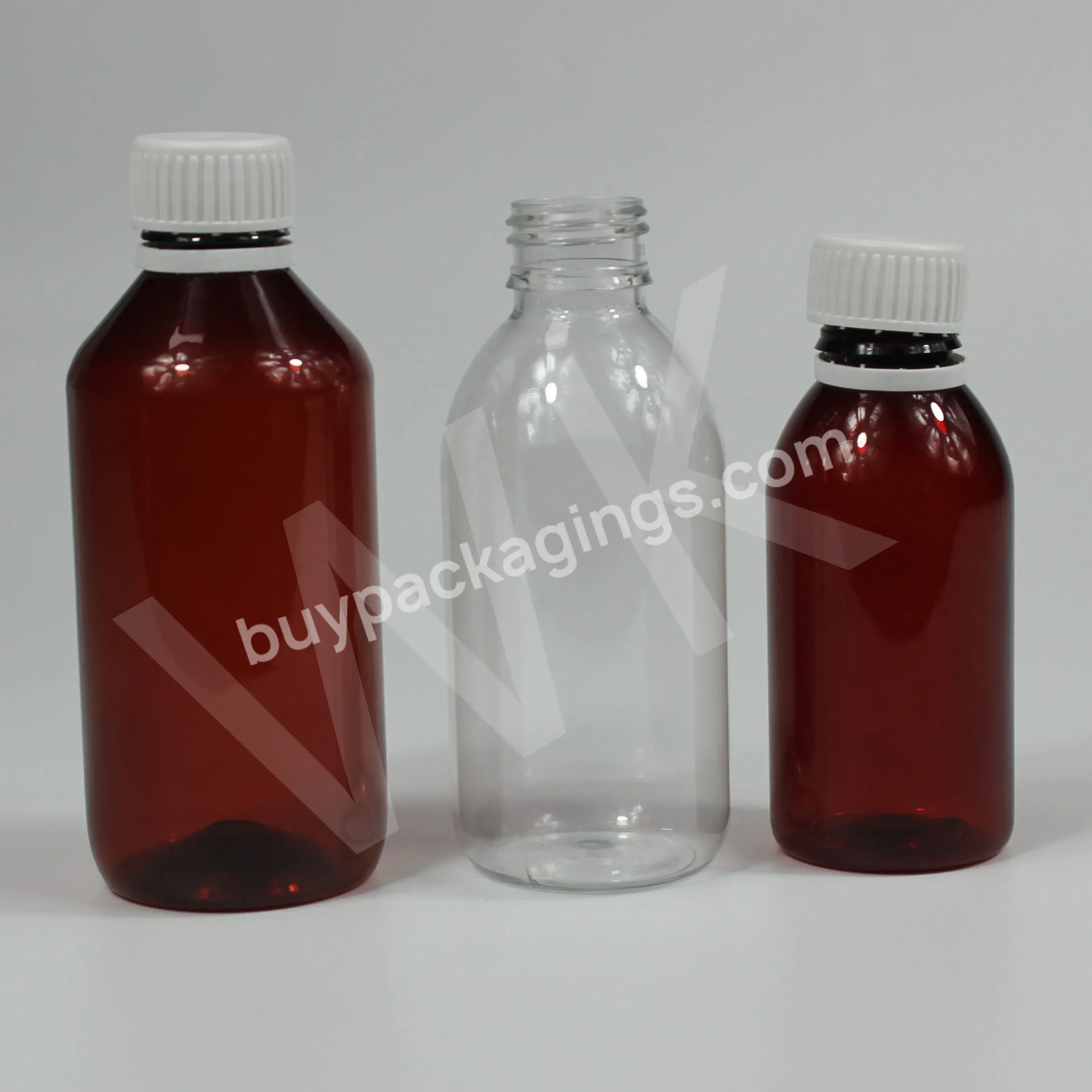 Customized 8oz 240ml Wholesale Amber Pet Oval Medicine Liquid Syrup Bottle With Tamper Evident Cap