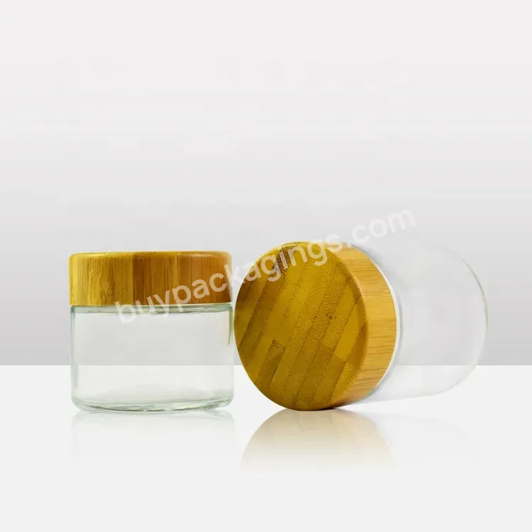 Customized Airtight Cylinder Kitchen Food Storage Child Resistant Glass Jar With Wooden Lid