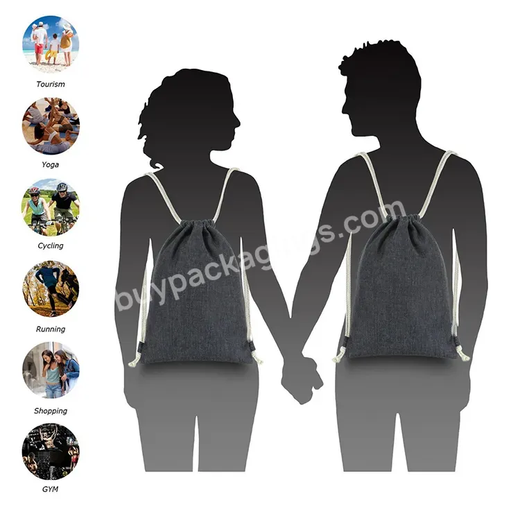 Customized Backpack Gym Sport Yoga Sack Pack Drawstring Bag Draw Pull String Back Cloth Canvas Bag With Inside Pockets Ribbon