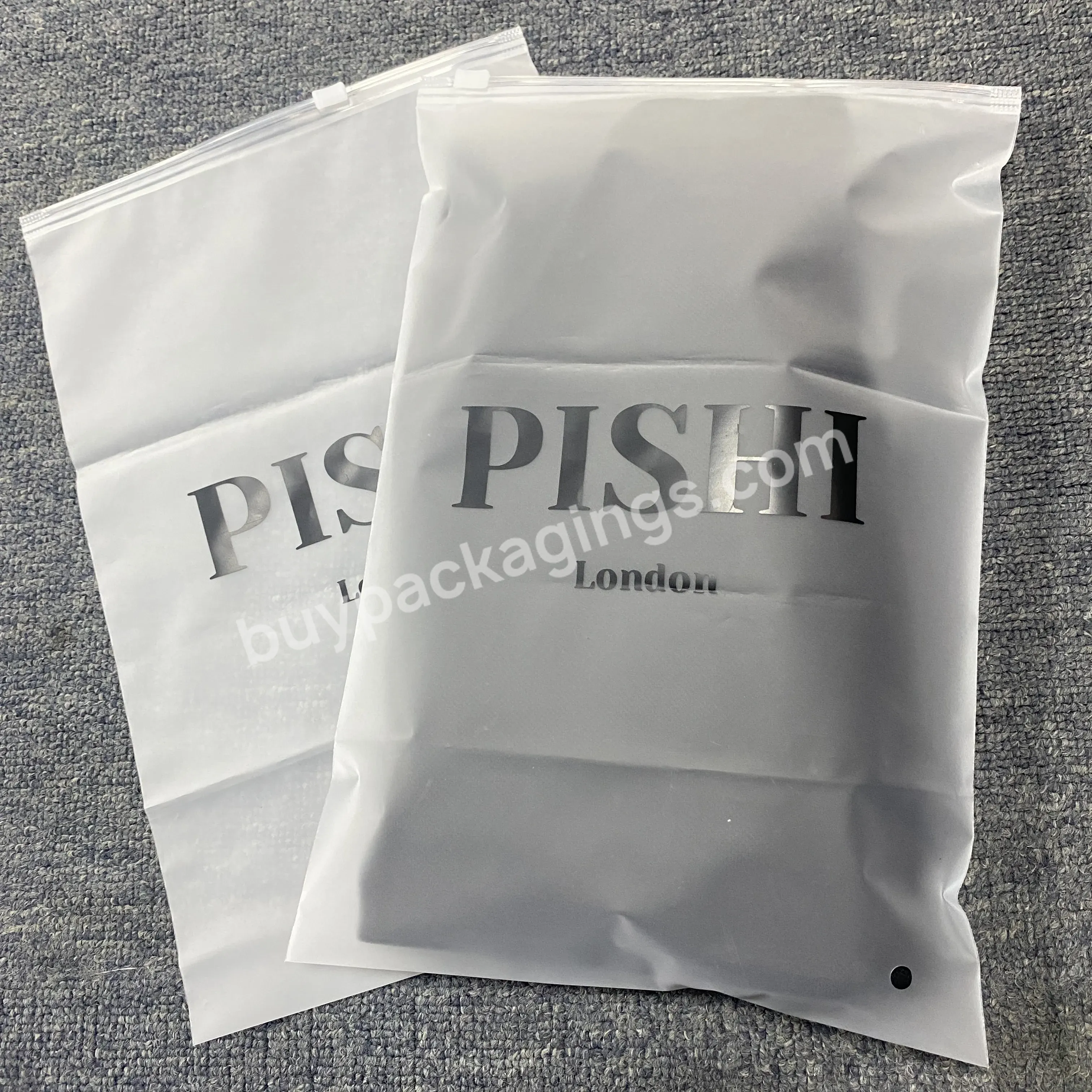 Customized Biodegradable Frosted Sealing Zipper Lock Bag Packaging Bags To Shirt/ Hoodies/ Pants With Logo Plastic Bags