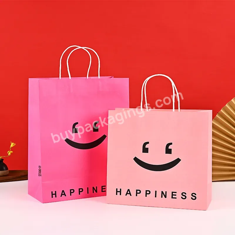 Customized Biodegradable Handles Kraft Paper Take Out Takeaway Packaging Fashion Bags With Your Own Logo