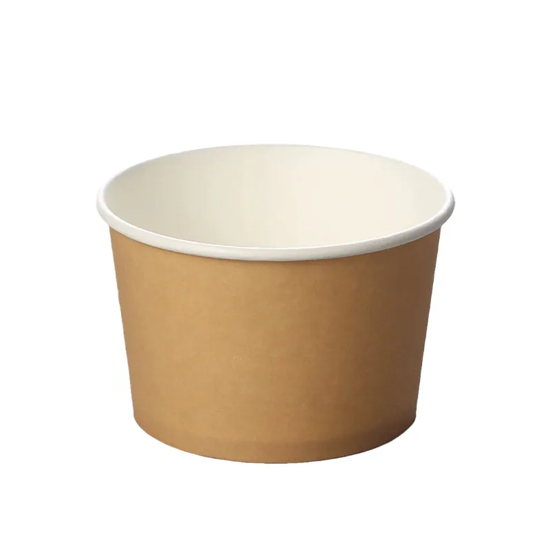 Customized Biodegradable Take Away Disposable Hot Food Noodle Ripple Brown White Salad Kraft Paper Salad Bowl