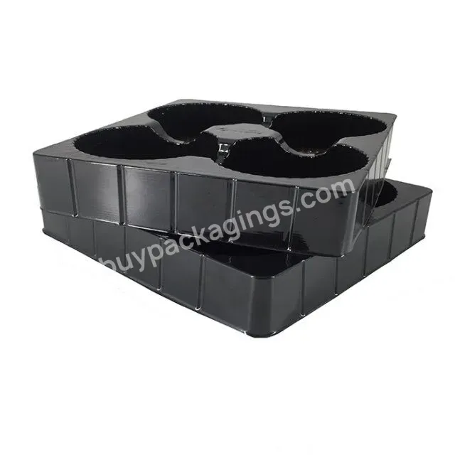 Customized Black 4 Cavity Plastic Packaging Blister Biscuit Box Insert Cake Insert Tray For Bakery