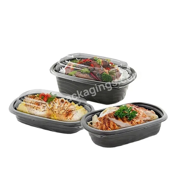 Customized Black Deep Rectangular Plastic Lunch Box Take Away Lunch Box Food Container With Lid