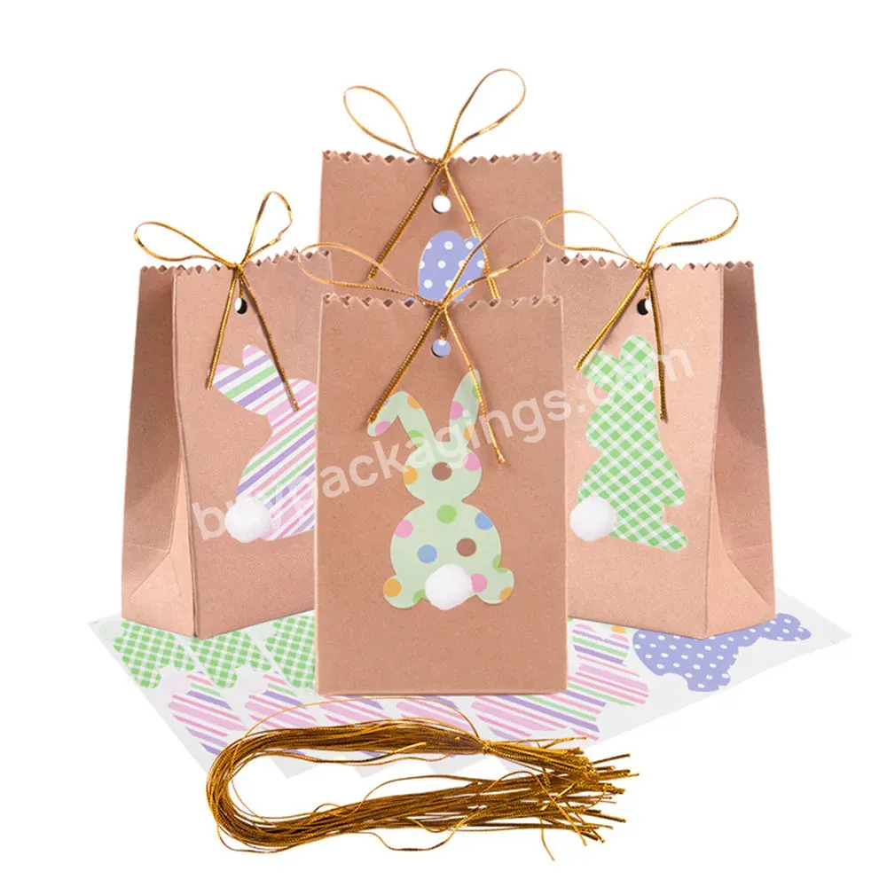 Customized Bunny Gift Bags Treat Bags Party Favors Cookie Candy Christmas Box Food Cardboard Paper Rabbit Kraft Paper Bag
