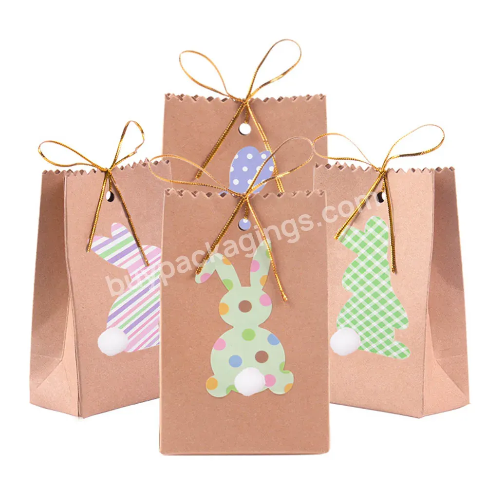 Customized Bunny Gift Bags Treat Bags Party Favors Cookie Candy Christmas Box Food Cardboard Paper Rabbit Kraft Paper Bag