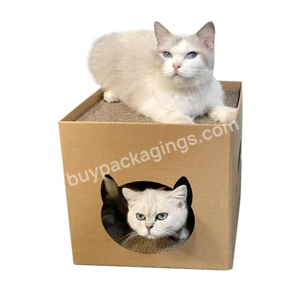 Customized Cardboard Cat House Scratcher Box For Indoor Play House Pad Cat Scratch Toy Cat House