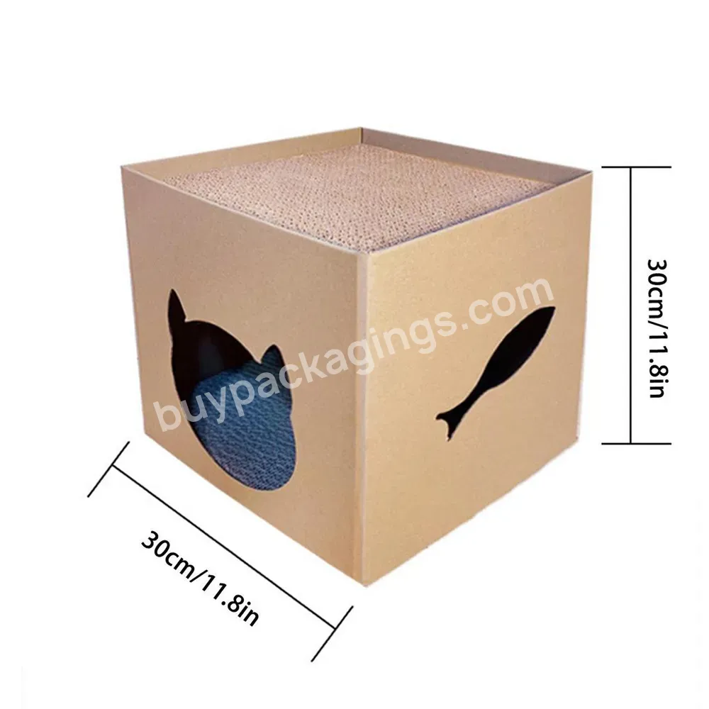 Customized Cardboard Cat House Scratcher Box For Indoor Play House Pad Cat Scratch Toy Cat House