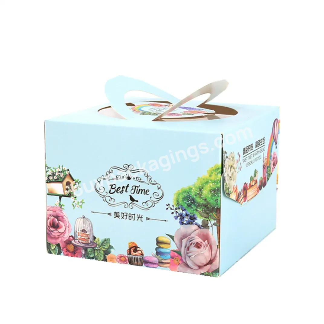 Customized China Wholesale Eco Friendly Handle Tote Pastry Cupcake Donut Cake Paperboard Packaging Paper Box With Logo Printed