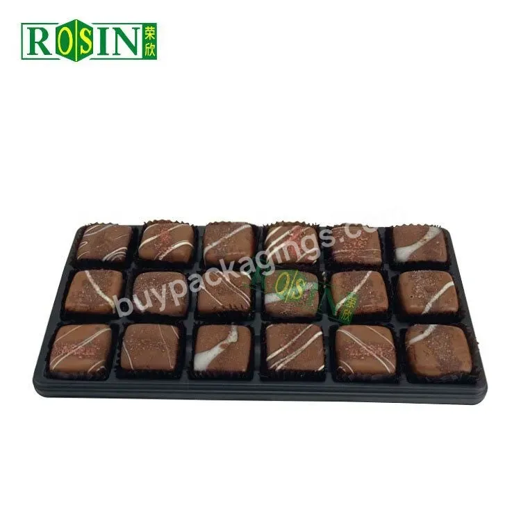 Customized Chocolate Box Inner Tray 18 Cavity Chocolate Blister Plastic Insert Tray For Chocolate With Lid