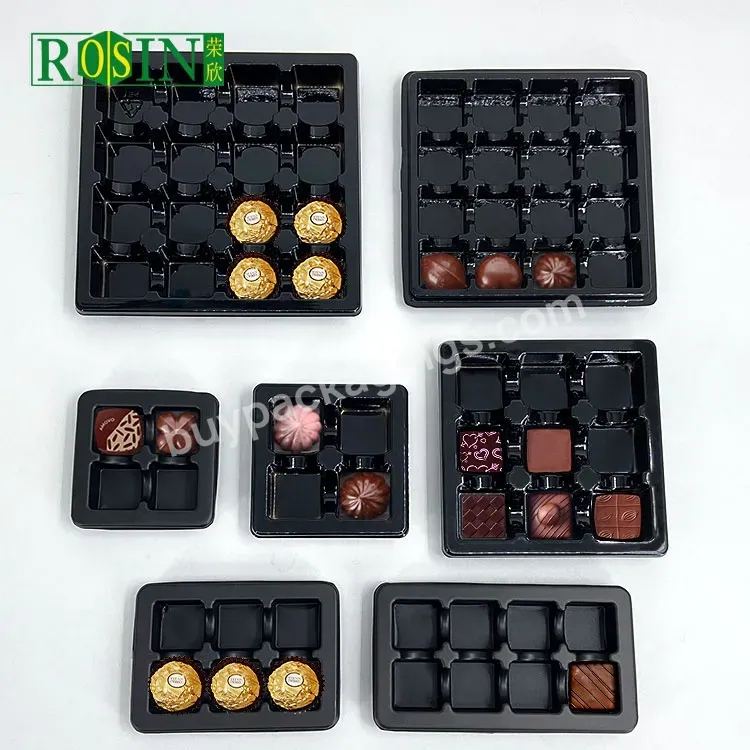 Customized Chocolate Candy Tray Black Bottom Transparent Lid Chocolate Blister Packing Trays Candy Tray Insert For Chocolate