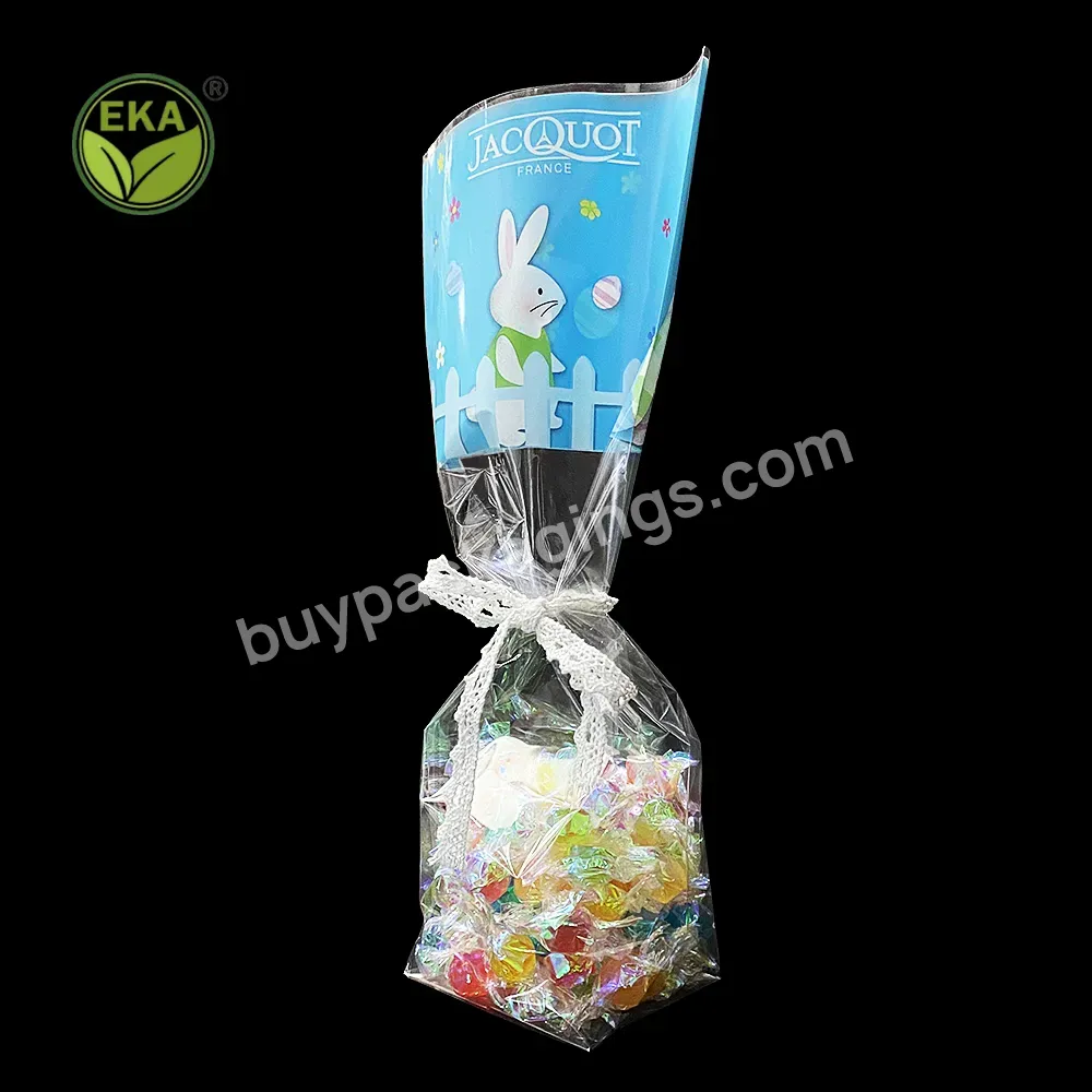 Customized Clear Plastic Cookie Bag Opp Square Bottom Transparent Candy Packaging Bags