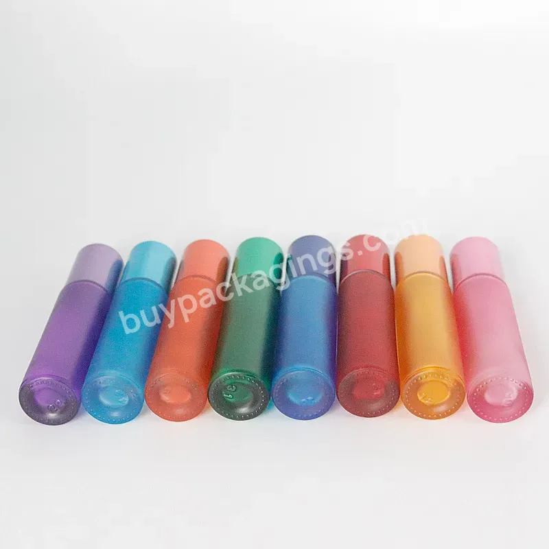 Customized Color Glass Empty Bottle For Cosmetic Oil Roll On Bottle With Steel Roller Ball And Screw Lid 10ml