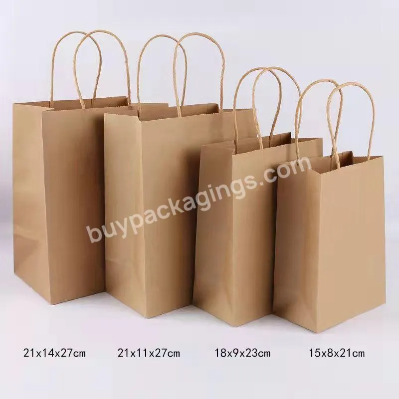 Customized Color Kraft Paper Bag Gift Bag Supermarket Packing Tote Kraft Paper Bag With Handle