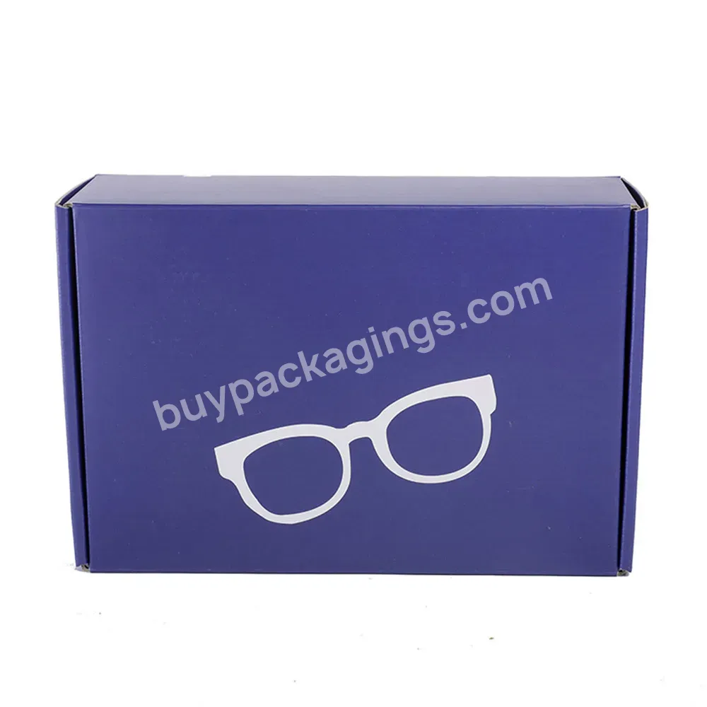 Customized Color Printed Corrugated Ear Lock Box Clothing Mail Packaging Box Eye Glasses Case Box For Eye Glasses