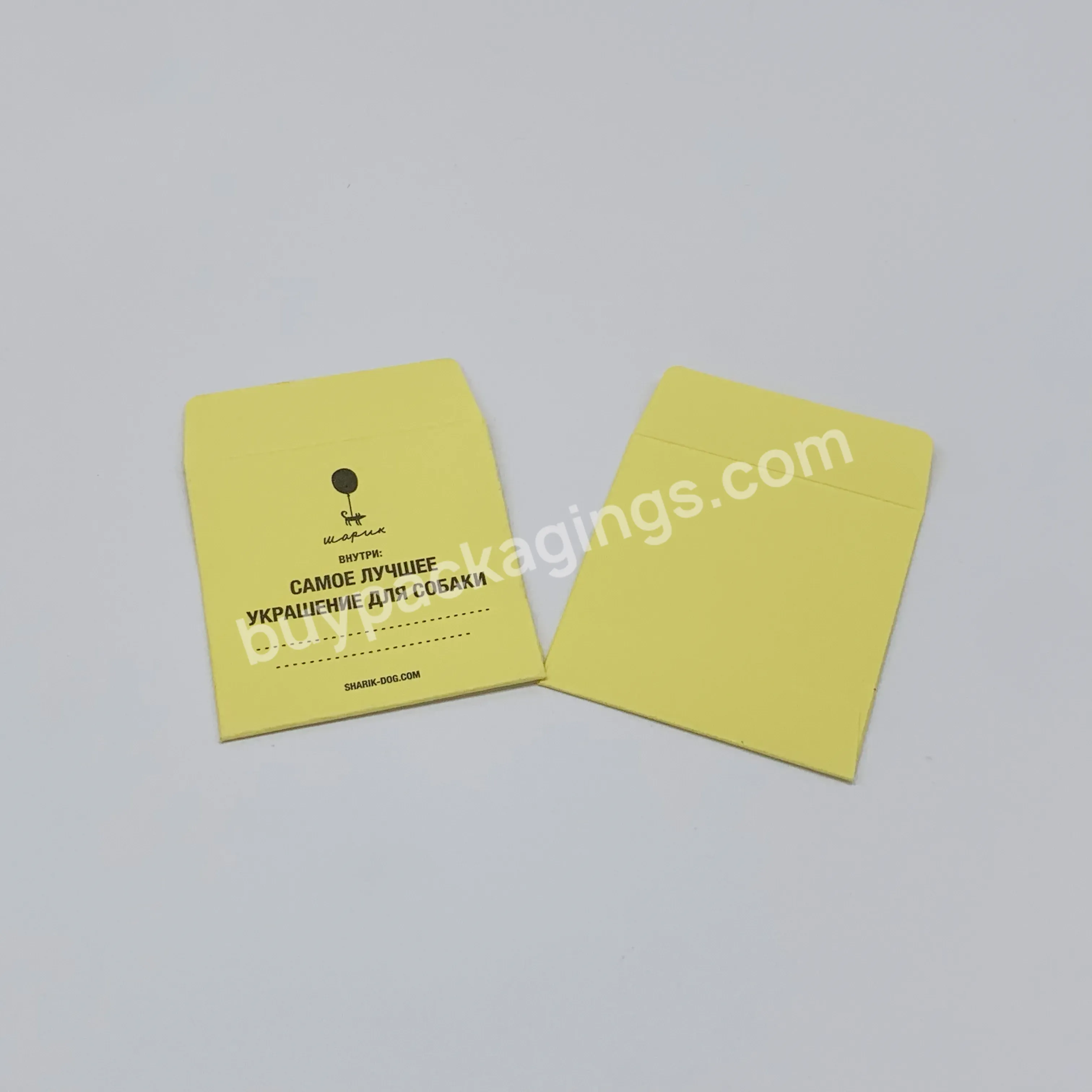 Customized Content Logo Printing Yellow Custom Color Printed Button Packaging Tiny Mini Kraft Paper Envelope