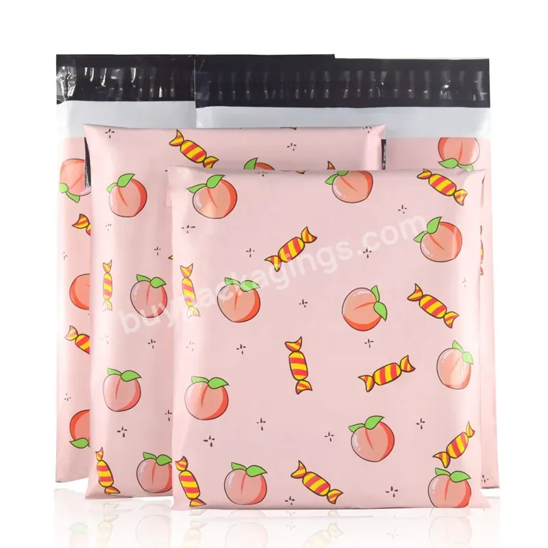 Customized Design Printed Plastic Bag Clothes Pink Cute Peach Fruit Package Bag Eco Friendly Packaging For Clothing