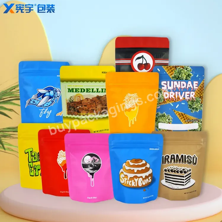 Customized Design Printing Resealable Irregular Plastic 3.5g Candy Biscuit Mel Proof Mylar Bags