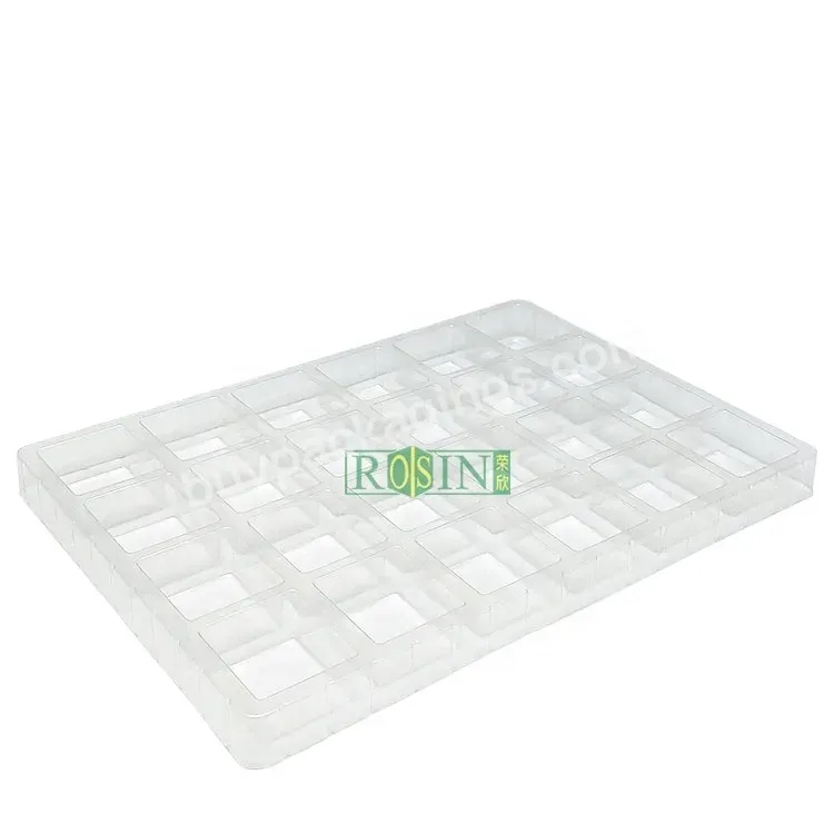 Customized Disposable 24 Compartment Transparent Rectangular Tray Blister Plastic Blister Chocolate Candy Cookies Packaging