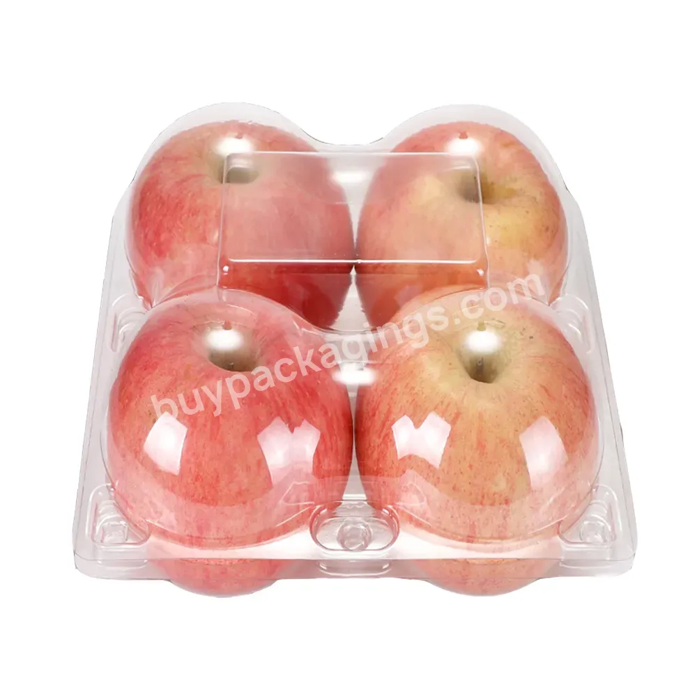 Customized Disposable 4 Compartment Food Pet Plastic Container Supermarket Transparent Fruit Container