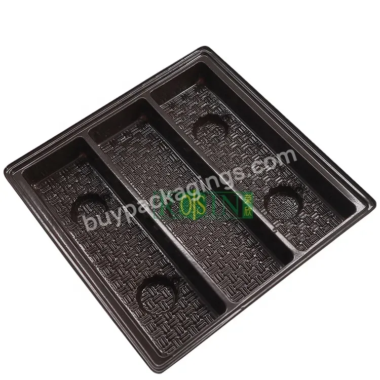 Customized Disposable Brown 3 Compartment Square Chocolate Packaging For Candy Biscuit Inner Blister Tray