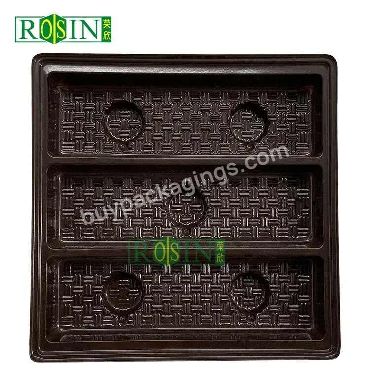 Customized Disposable Brown 3 Compartment Square Chocolate Packaging For Candy Biscuit Inner Blister Tray