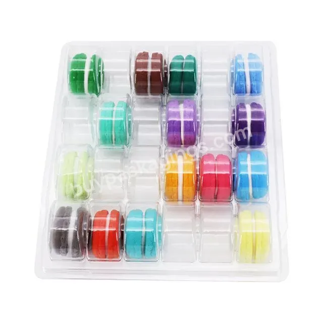 Customized Disposable Display Box Plastic Blister 24 Cavity Macaron Clam Shell Food Packaging Box Transparent Plastic Tray