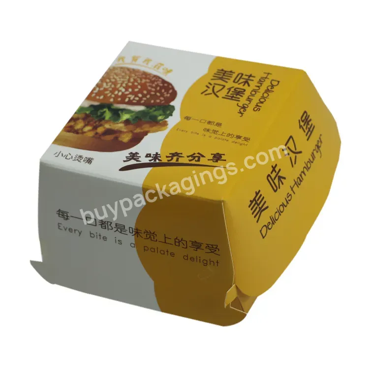 Customized Disposable Food Packaging Hamburger Box Cheap Burger Box Corrugated Burger Caeroon Box