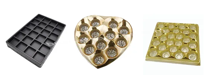 Customized Disposable Golden Heart Shape Luxury Christmas Gift Box For Chocolate Blister Tray Packaging