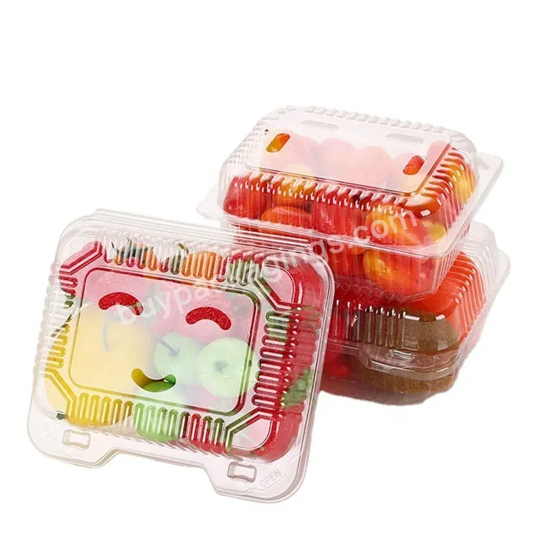 Customized Disposable Square Transparent With Hole Fruit Container Packaging Box