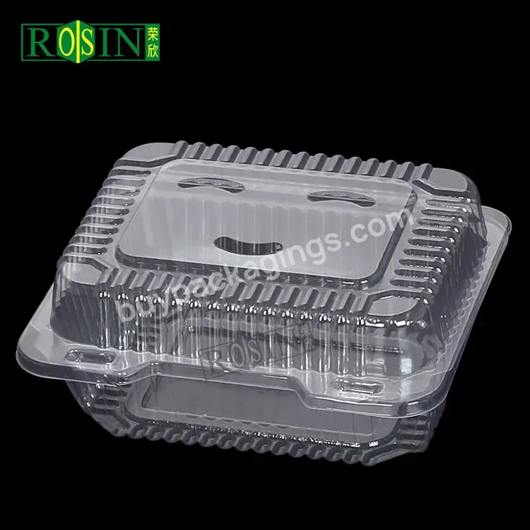 Customized Disposable Square Transparent With Hole Fruit Container Packaging Box