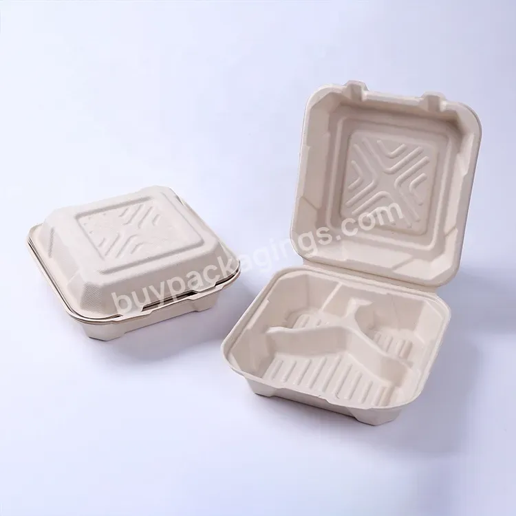 Customized Eco Disposable Sugarcane Paper Biodegradable Bagasse Compostable For Food Box