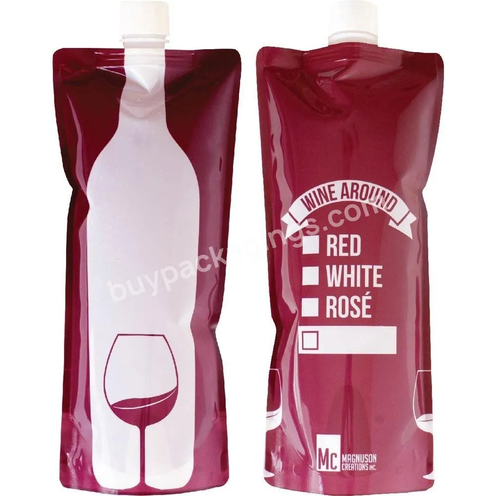 Customized Eco Friendly Degradable Recyclable Laminated Beverage Packaging Bag Portable Transparent Plastic Wine Drink Spout Bag