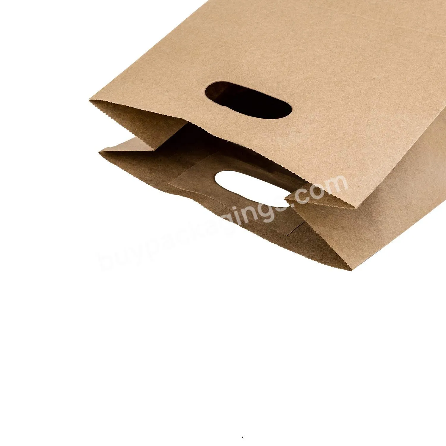 Customized Eco Friendly Large Printed Brown Kraft Paper Packaging Bags Food Takeaway Paper Bag With Die Cut Handle